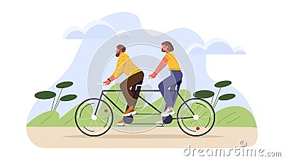 Couple cycling at holiday vector concept Vector Illustration