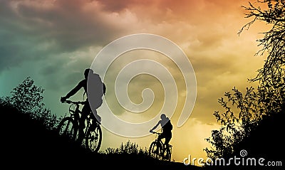 Couple cycling outdoor Stock Photo