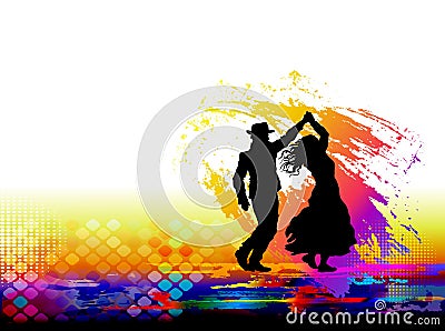 Couple of dancers, dancing salsa nightclub country dance Vector Illustration