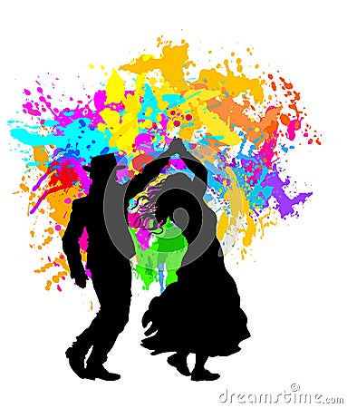 Couple of dancers, dancing salsa nightclub country dance Vector Illustration
