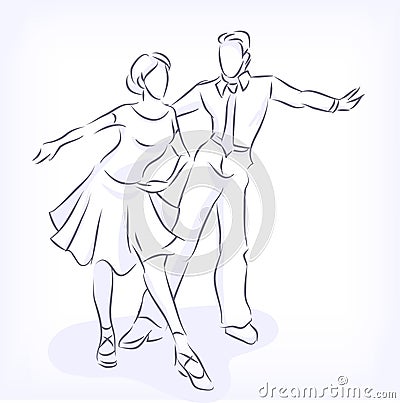 Couple dances latin fast ballroom dances. Vector Illustration