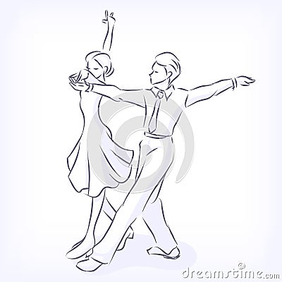 Couple dances latin fast ballroom dances. Vector Illustration