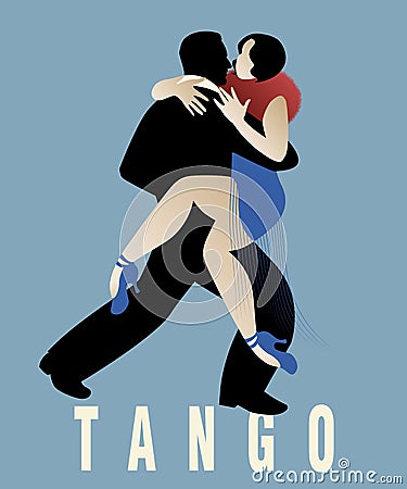 Couple dancing argentinian tango. Vector Illustration Stock Photo