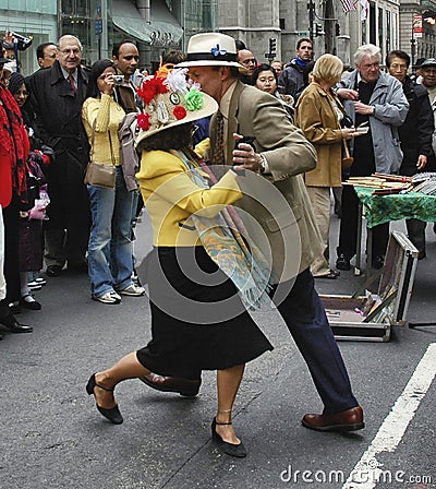 Couple dancing at the Easter Parade on 5th avenue in New York Editorial Stock Photo