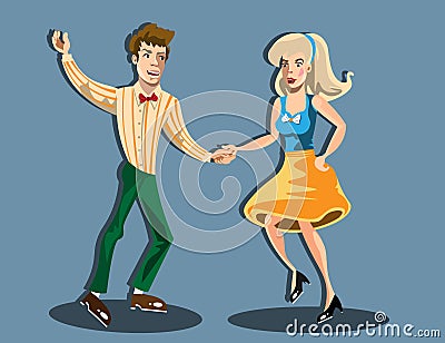 Couple dancing isolated Vector Illustration