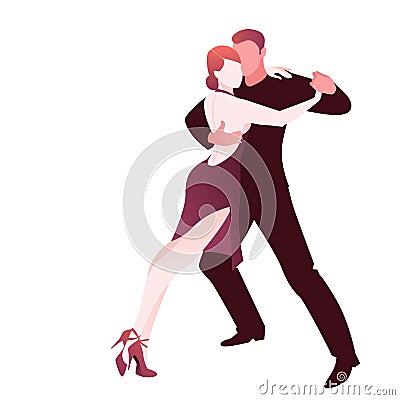 Couple dancing passionate argentine tango, isolated on white background Stock Photo