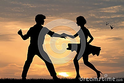 Couple dancing rock and roll and boogie boogie Stock Photo