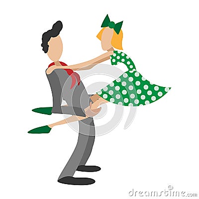 Couple dancing rocknroll cartoon illustration Vector Illustration