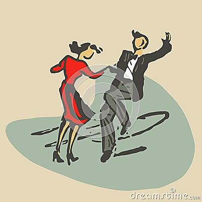 Couple dancing rocknroll Vector Illustration