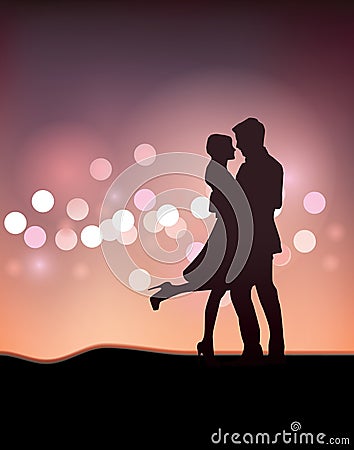 Couple Dancing Silhouette Illustration Vector Illustration