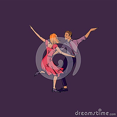 Couple dancing swing or rock and roll, vector illustration Vector Illustration