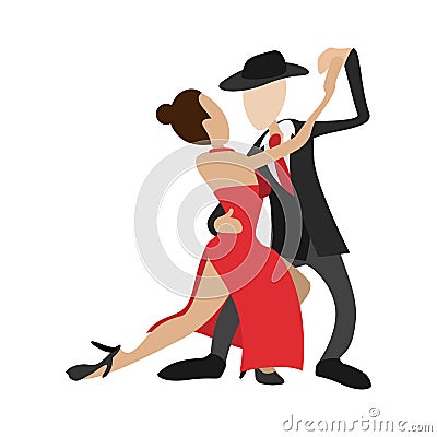 Couple dancing tango cartoon icon Vector Illustration