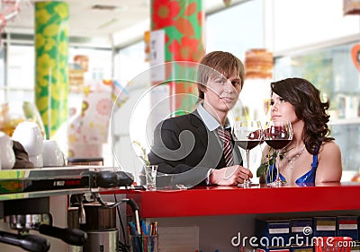 Couple on date in restaurant. Stock Photo