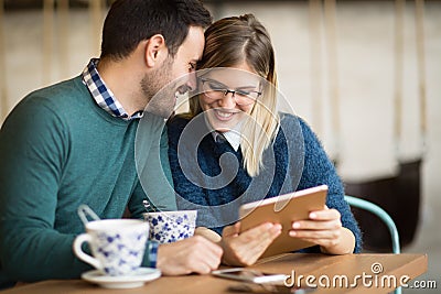 Couple dating in restaurant Stock Photo