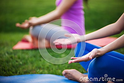 Couple doing yoga Stock Photo