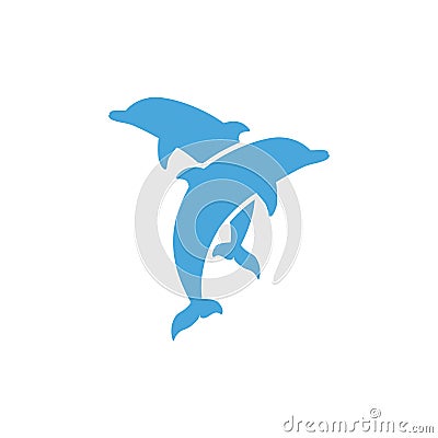 Couple of dolphins icon isolated on white background. blower sign. marine nature symbol Vector Illustration
