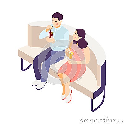 Couple Drinking Cocktails Composition Cartoon Illustration
