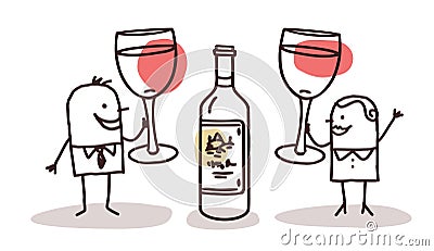 Couple drinking wine Vector Illustration