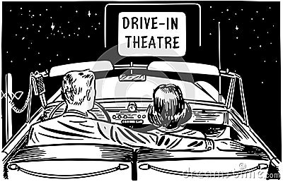 Couple At Drive-In Theatre Stock Vector - Image: 42098238