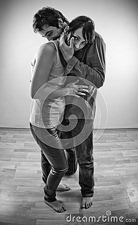 Couple embrace Stock Photo