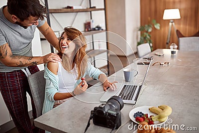 Couple enjoying in nice morning together Stock Photo