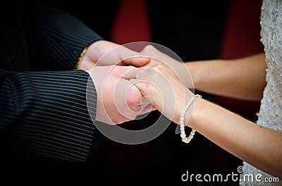 A couple exchange vows Stock Photo