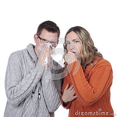 Couple with flu Stock Photo