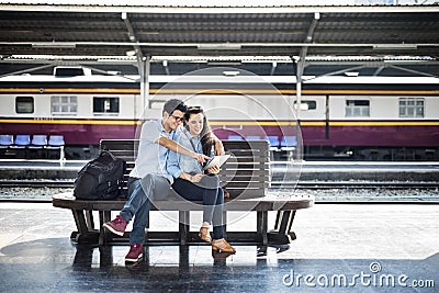 Couple Friendship Hangout Traveling Map Concept Stock Photo