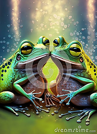 a couple of frogs in love Stock Photo