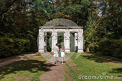 Couple in the garden of Chenonceaux castle Editorial Stock Photo