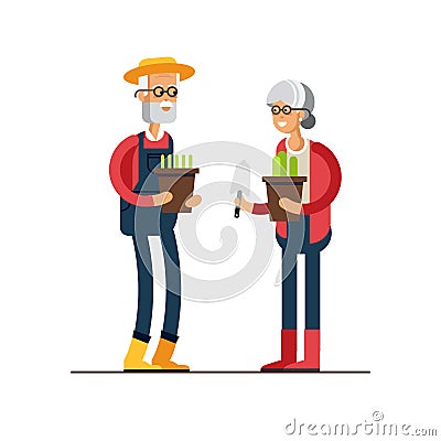 Couple of gardeners Vector Illustration