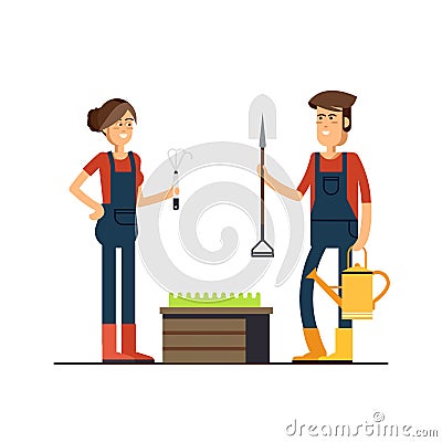 Couple of gardeners Vector Illustration