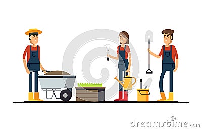 Couple of gardeners Vector Illustration