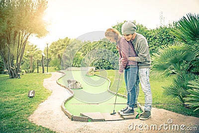 Couple at golf club Stock Photo