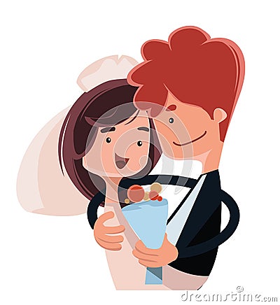 Couple got married illustration cartoon character Cartoon Illustration