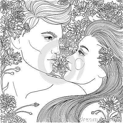 couple guy and girl Vector Illustration