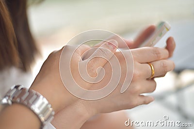 Couple hand hoding in love concept Stock Photo