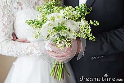 Couple hands on wedding Stock Photo