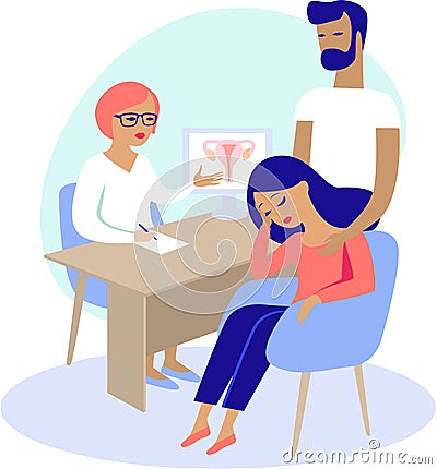 Couple having consultation with .reproductologist Vector Illustration