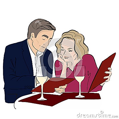 Couple having a dinner in restaurant Stock Photo