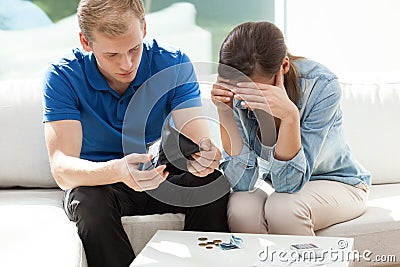 Couple having not enough money Stock Photo