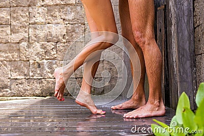 Couple having shower together Stock Photo