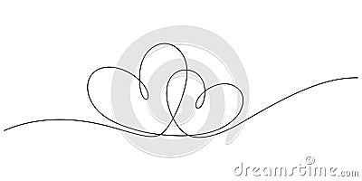 couple hearts continuous line drawing minimalist decorative Vector Illustration