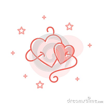 Couple Hearts flat design valentine day vector Vector Illustration