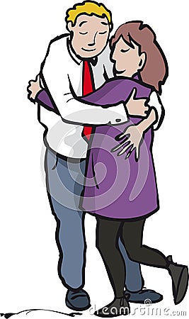 Couple holding each other Vector Illustration