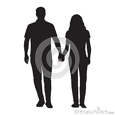 Couple holding hands, man and woman dating Vector Illustration