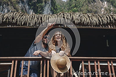 Couple on a honeymoon trip Stock Photo