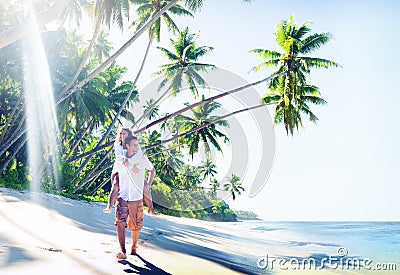 Couple Honeymoon Tropical Beach Romantic Concept Stock Photo
