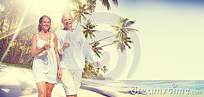 Couple Honeymoon Tropical Beach Romantic Concept Stock Photo