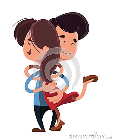 Couple hugging each other illustration cartoon character Cartoon Illustration